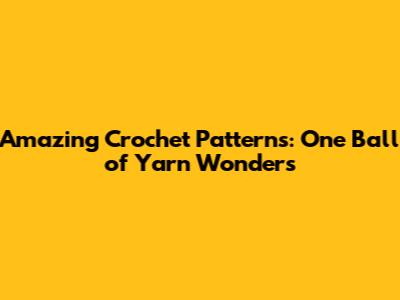 Amazing Crochet Patterns: One Ball of Yarn Wonders