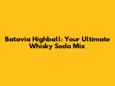 Batavia Highball: Your Ultimate Whisky Soda Mix