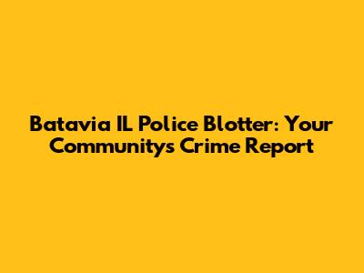 Batavia IL Police Blotter: Your Community's Crime Report