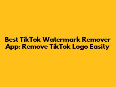 Best TikTok Watermark Remover App: Remove TikTok Logo Easily
