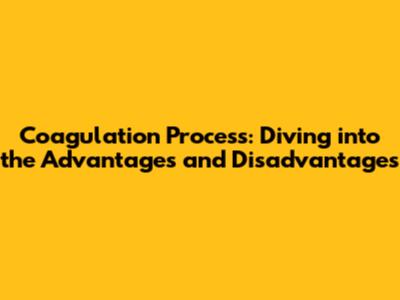 Coagulation Process: Diving into the Advantages and Disadvantages