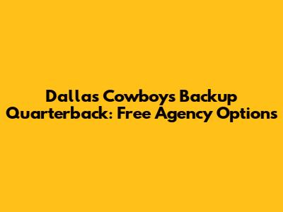 Dallas Cowboys Backup Quarterback: Free Agency Options
