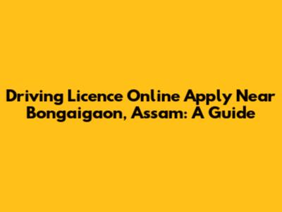 Driving Licence Online Apply Near Bongaigaon, Assam: A Guide