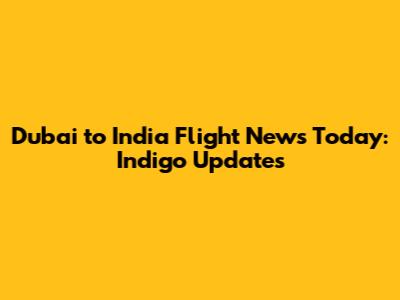 Dubai to India Flight News Today: Indigo Updates