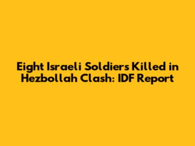 Eight Israeli Soldiers Killed in Hezbollah Clash: IDF Report