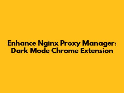 Enhance Nginx Proxy Manager: Dark Mode Chrome Extension