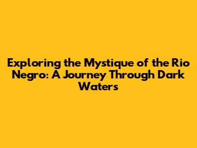 Exploring the Mystique of the Rio Negro: A Journey Through Dark Waters