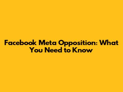 Facebook Meta Opposition: What You Need to Know