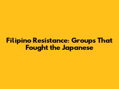 Filipino Resistance: Groups That Fought the Japanese