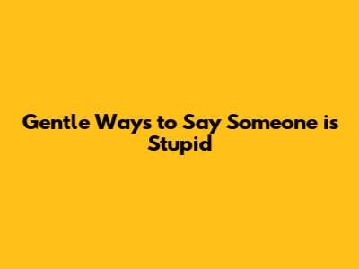 Gentle Ways to Say Someone is Stupid