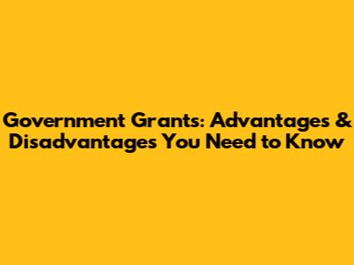 Government Grants: Advantages & Disadvantages You Need to Know