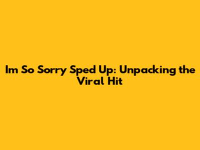 I'm So Sorry Sped Up: Unpacking the Viral Hit