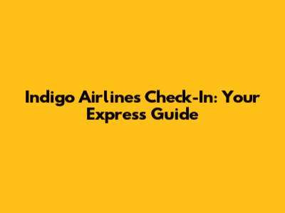 Indigo Airlines Check-In: Your Express Guide