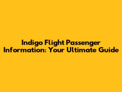 Indigo Flight Passenger Information: Your Ultimate Guide