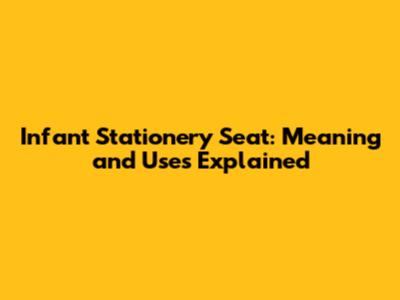 Infant Stationery Seat: Meaning and Uses Explained