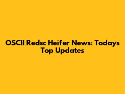 OSCII Redsc Heifer News: Today's Top Updates