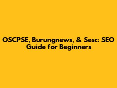 OSCPSE, Burungnews, & Sesc: SEO Guide for Beginners