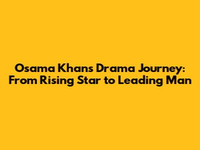 Osama Khan's Drama Journey: From Rising Star to Leading Man