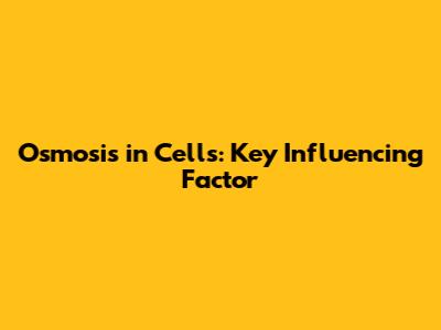 Osmosis in Cells: Key Influencing Factor