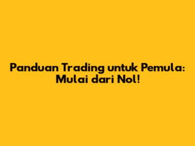 Panduan Trading untuk Pemula: Mulai dari Nol!