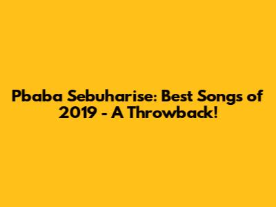Pbaba Sebuharise: Best Songs of 2019 - A Throwback!