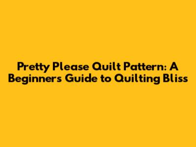 Pretty Please Quilt Pattern: A Beginner's Guide to Quilting Bliss
