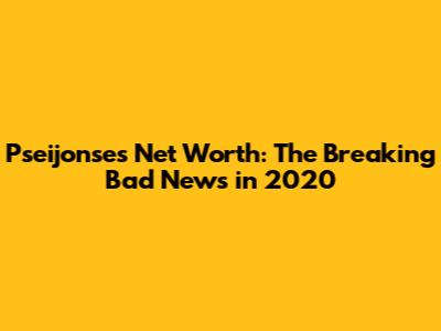 Pseijonse's Net Worth: The Breaking Bad News in 2020