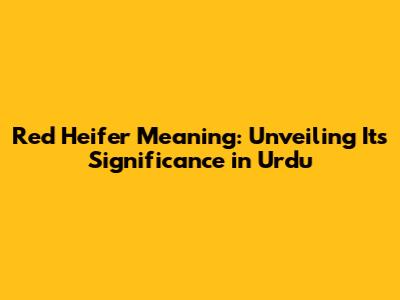 Red Heifer Meaning: Unveiling Its Significance in Urdu
