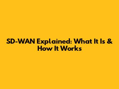 SD-WAN Explained: What It Is & How It Works