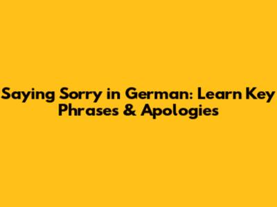 Saying Sorry in German: Learn Key Phrases & Apologies
