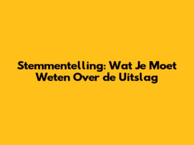 Stemmentelling: Wat Je Moet Weten Over de Uitslag