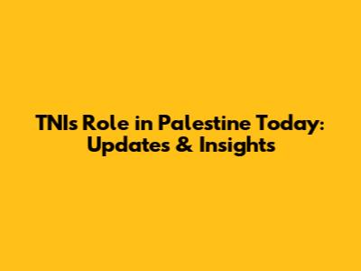 TNI's Role in Palestine Today: Updates & Insights
