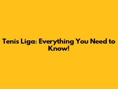 Tenis Liga: Everything You Need to Know!