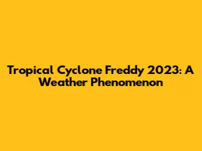 Tropical Cyclone Freddy 2023: A Weather Phenomenon
