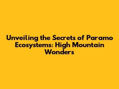 Unveiling the Secrets of Paramo Ecosystems: High Mountain Wonders
