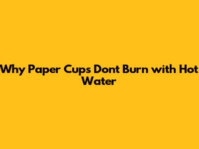 Why Paper Cups Don't Burn with Hot Water