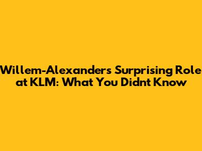 Willem-Alexander's Surprising Role at KLM: What You Didn't Know